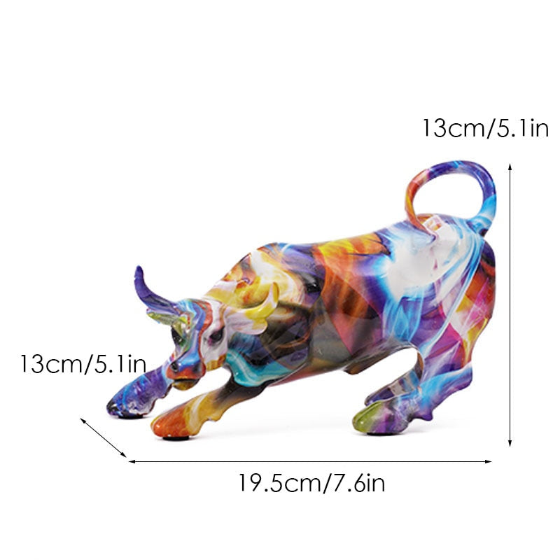 Graffiti-Malerei Harz Bull Figuren Home Wohnzimmer Schlafzimmer Büro Desktop Feng Shui Ornamente Sammlung Statuen