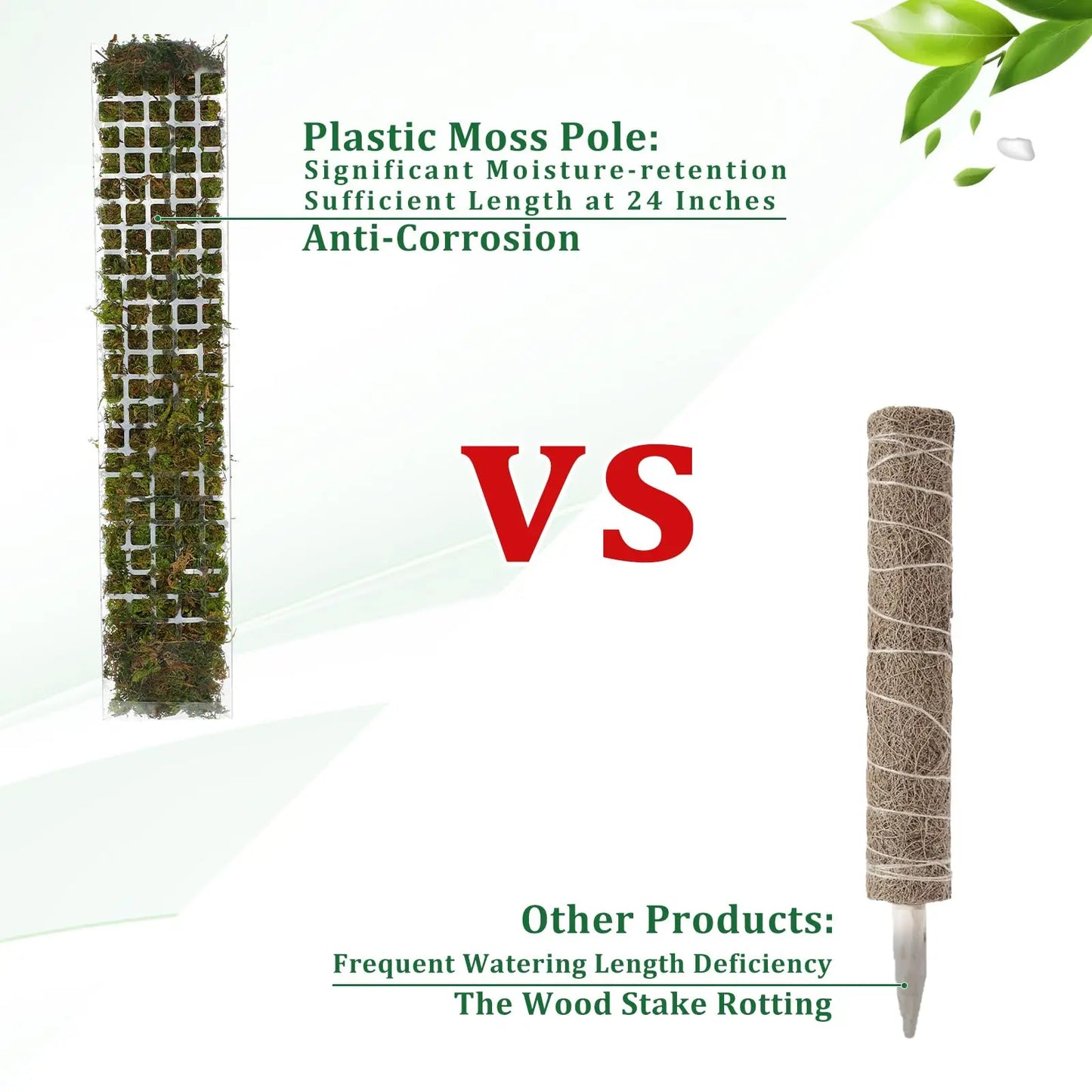 Frendorf | GrowMaster ClimbaLeaf Moosstab-Set | Transparent & Flexibel | Für Kletterpflanzen | Fördert Vertikales Wachstum