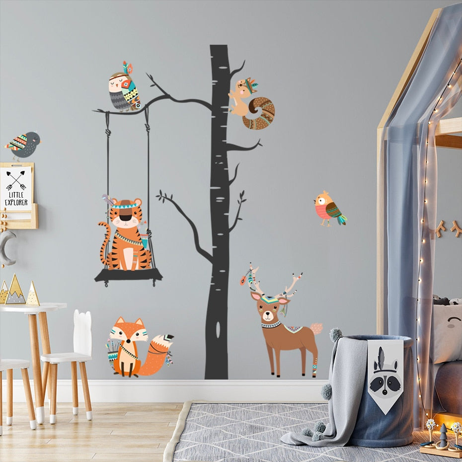 Frendorf | Cartoon Wanddekoration Stamm Tierbaum