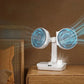 Frendorf | Verstellbarer Doppelkopfan Tischventilator Nachtlampe