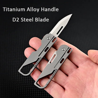 Frendorf | Kompakt und mächtig: MGS Titanlegierung MINI Klappmesser mit hochfester D2-Klinge – Ein Schlüsselanhänger-Pendeln Taschenmesser für Outdoor EDC und Selbstverteidigung
