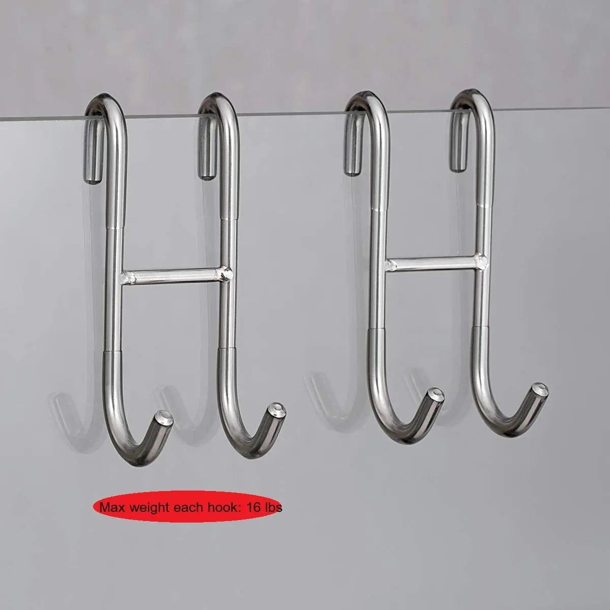 304 Edelstahl Glastür Duschhaken - Handtuchhalter Haken für Küche und Bad - Bohrfreier Haken (1/2 Stk)