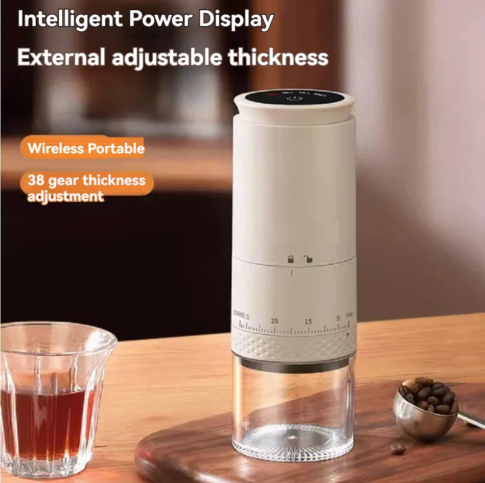 Frendorf | 1500mAh Elektrische Kaffeemühle Extern einstellbare Type-C-Lade Kaffeemühle Bohnenmahlmaschine Kaffeezubereiter