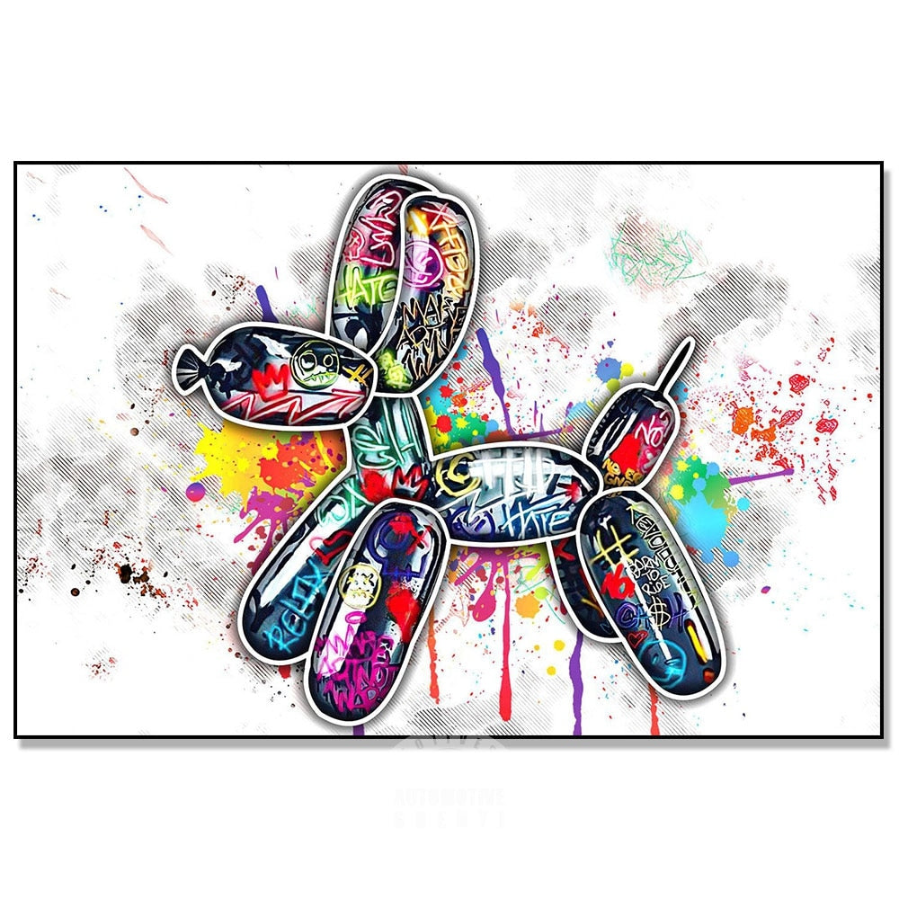 Graffiti-Ballon, guter Hund, Pop-Art-Poster, Druck auf Leinwand, Gemälde, abstraktes Bild für Wohnzimmer, Heimdekoration, rahmenlos