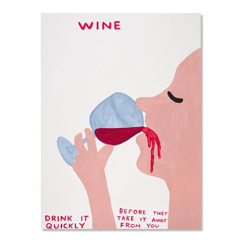 David Shrigley Rabbit Cat Wine Biscuit Train Wall Art Abstract Prints Canvas Painting Nordic Poster Pictures Living Room Decor