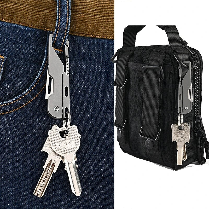 Frendorf | Kompakt und mächtig: MGS Titanlegierung MINI Klappmesser mit hochfester D2-Klinge – Ein Schlüsselanhänger-Pendeln Taschenmesser für Outdoor EDC und Selbstverteidigung