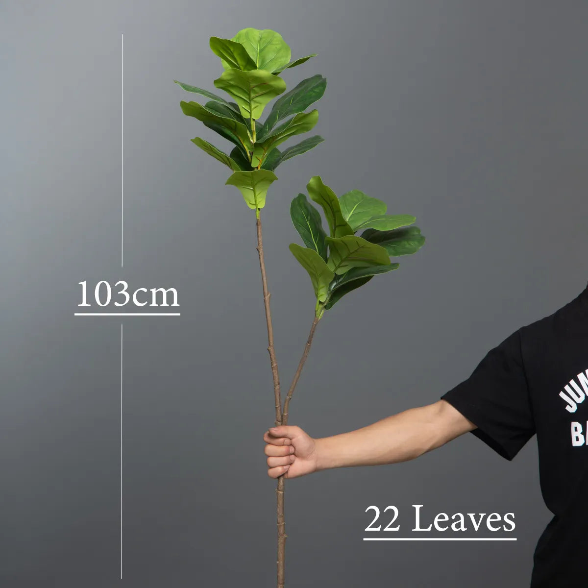 103cm/132cm Künstlicher Ficusbaumzweig Große Fake-Baumwollpflanzen Plastikgummibaumblätter Für Zuhause Garten Büro Raum Dekoration
