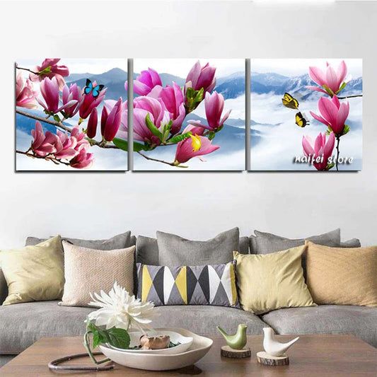 Diamant Malerei Triptychon Magnolia Blumen Diamant Stickerei Neu angekommen Kreuz Stich Kits DIY Mosaik Bild Home Decor