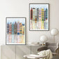 Frendorf | UrbanVista Aquarellfassaden Poster | Leinwanddruck mit alten bunten Gebäuden | Wandkunst für Wohnzimmer & Heimdekoration