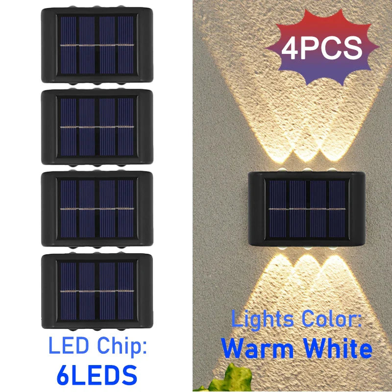 Frendorf | 10 LED Solar Wandleuchte – IP65 wasserdichte Außen-Sicherheitswandleuchte für Garten, Hof, Zaun, Veranda und Terrasse (Warmweißes Licht, Automatischer Sensor, Energiesparend)