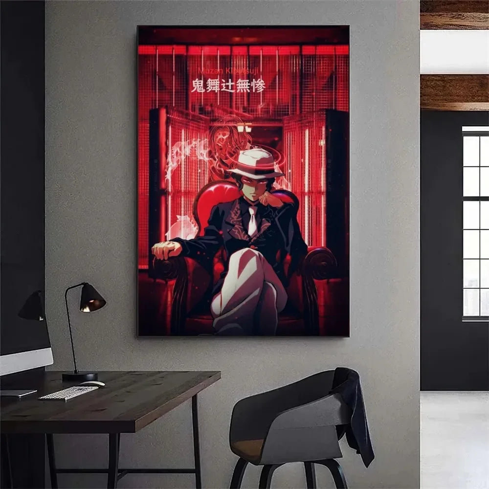 Demon Slayer Kibutsuji Muzan Kokushibou Anime Poster Gallery Prints Painting Wall Canvas Pictures Living Room Sticker