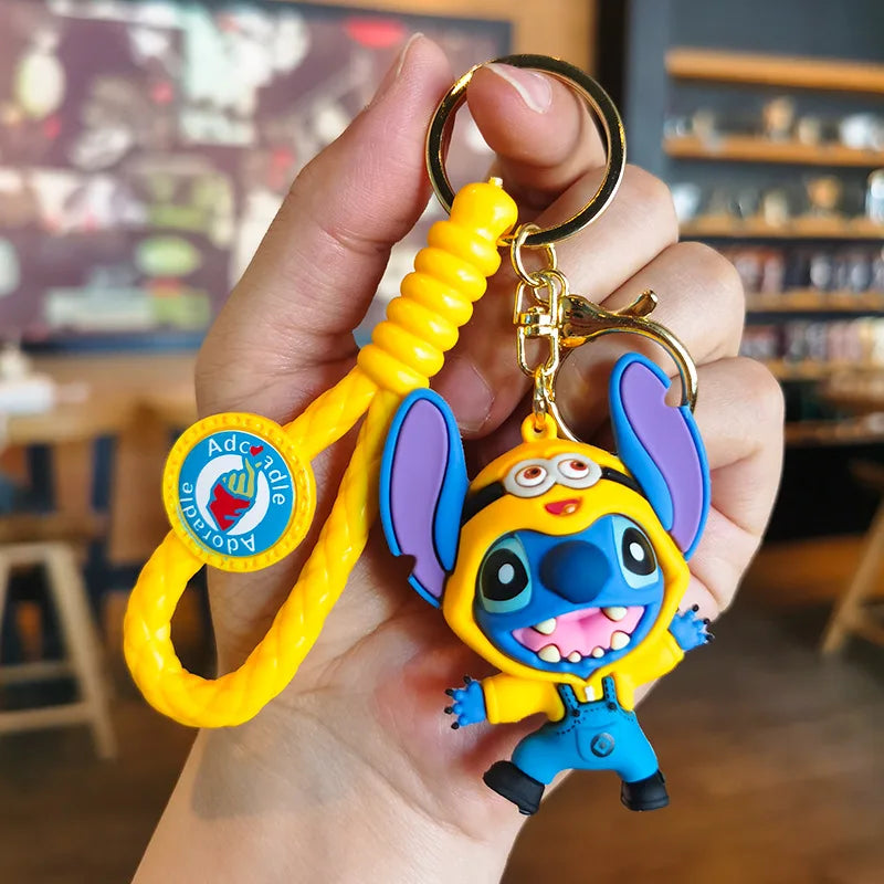 Anime Disney Schlüsselanhänger - Süßer Mickey Mouse, Minnie, Lilo und Stitch Cartoon Schlüsselring, Ornament und Autoanhänger, Perfekte Geschenke für Kinder