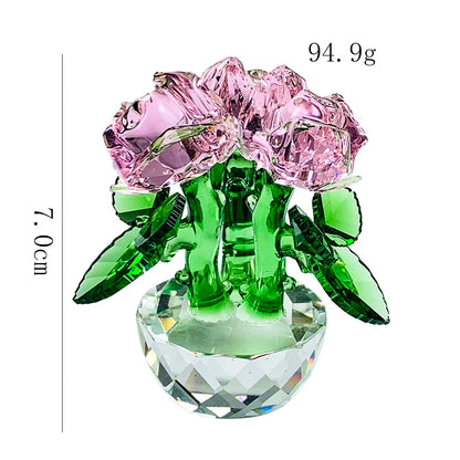 Blätter Kristall Rosa Rose Blume Facettiertes Prisma Glas Sonnenscheinfänger Ornament Figuren Miniaturen Hochzeit Kern Wohnkultur Geschenk