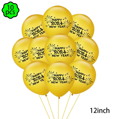 Neujahrsservietten Pappteller Becher Neujahr Tischdecken Tischüberwurf 2024 Neujahrsparty Dekorationen Silvesterparty Zubehör