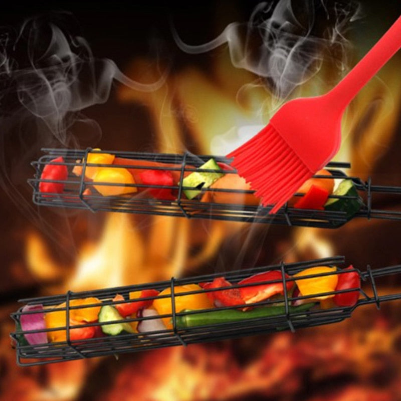 Tragbarer Antihaft-BBQ-Grillkorb - Kohlen-Grill-Zubehör für Outdoor-Camping, Picknick und Fleischröstung