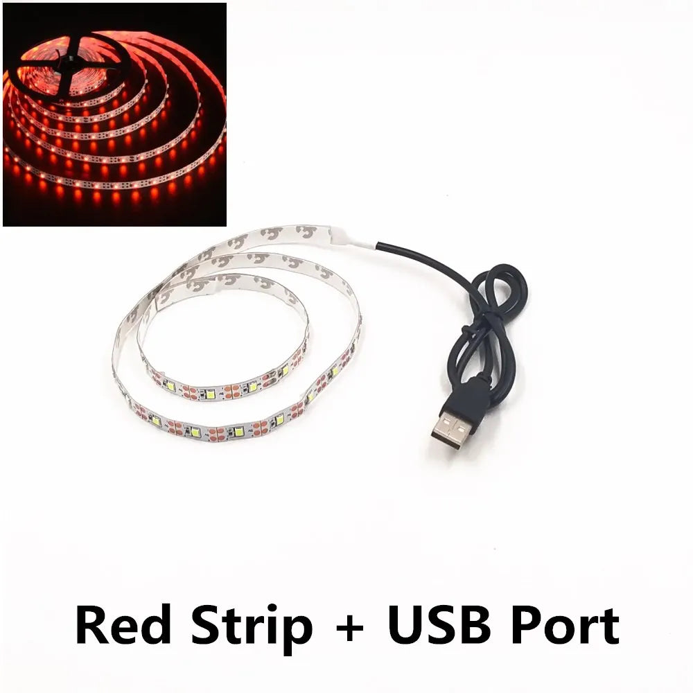 USB LED Nachtlichtstreifen - DC5V, SMD 3528, 50CM 1M 2M 3M 4M 5M Längen, mit USB-Anschluss für TV, PC, Laptop