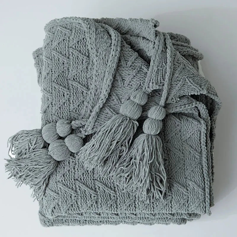 Frendorf | HeartKnit Kuscheldecke aus Chenille | Strickdesign | Für Bett & Sofa | Weich & Gemütlich