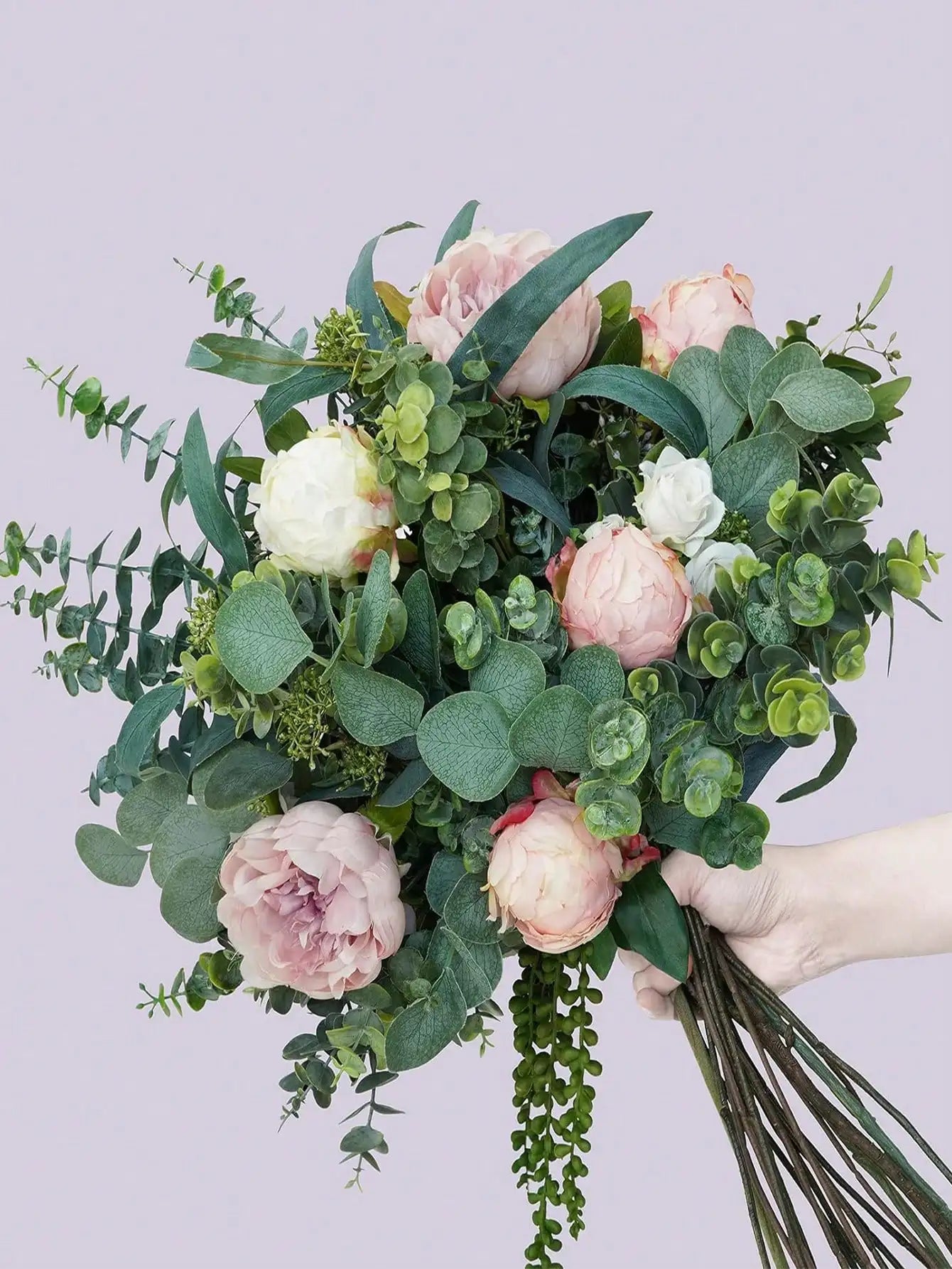 Frendorf | 30 Stück Künstliche Eukalyptusblattstiele – Silbermünzen-Eukalyptus für Hochzeitsblumenarrangements und Wohnkultur