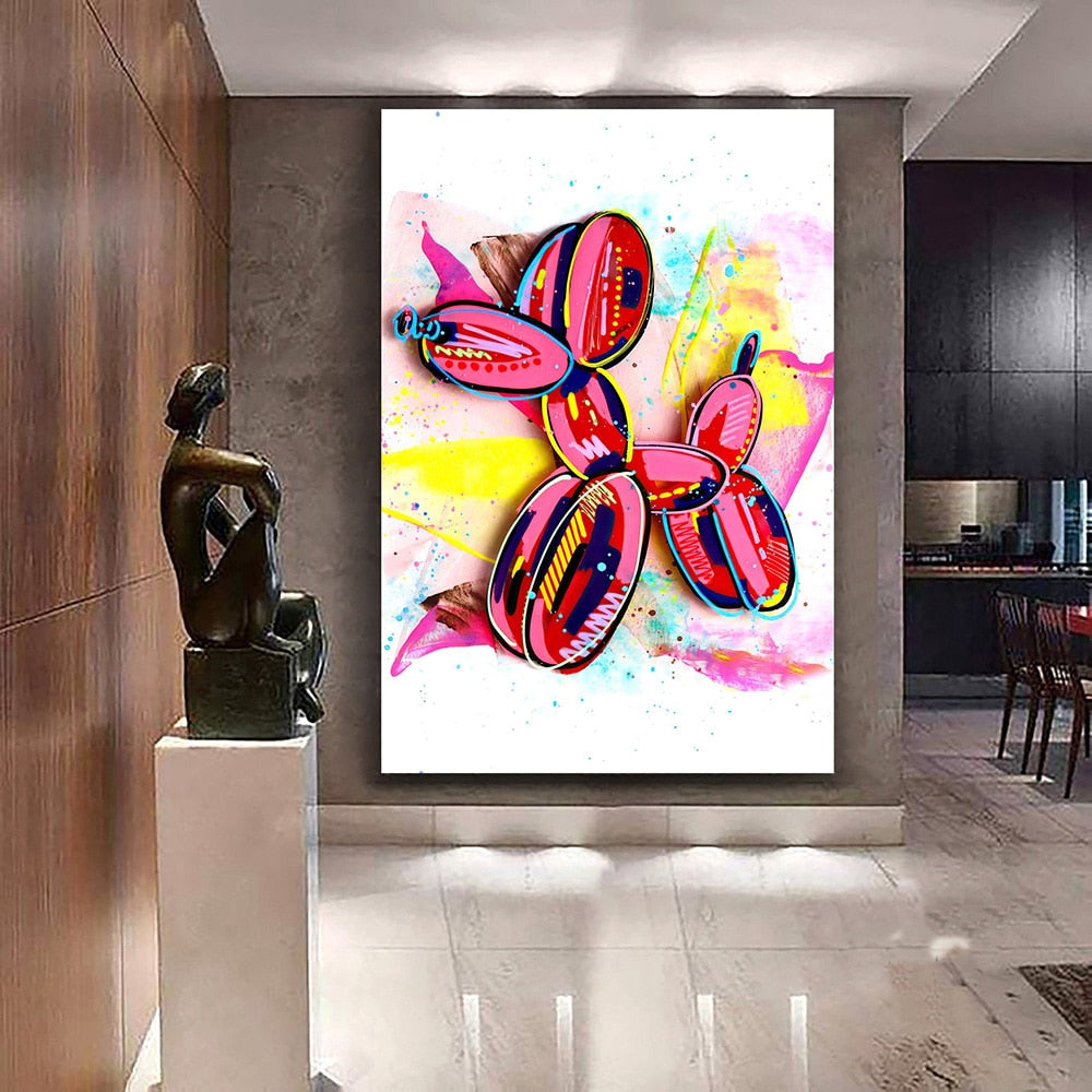 Graffiti-Ballon, guter Hund, Pop-Art-Poster, Druck auf Leinwand, Gemälde, abstraktes Bild für Wohnzimmer, Heimdekoration, rahmenlos