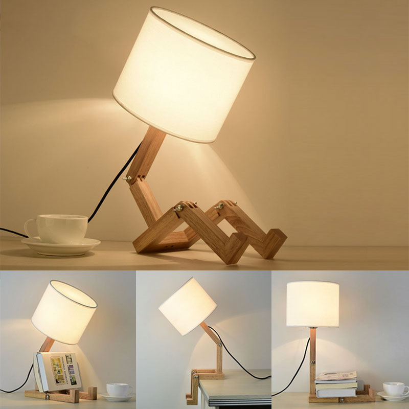 Robot Form Holz Tischlampe