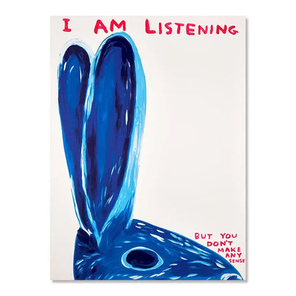 David Shrigley Rabbit Cat Wine Biscuit Train Wall Art Abstract Prints Canvas Painting Nordic Poster Pictures Living Room Decor