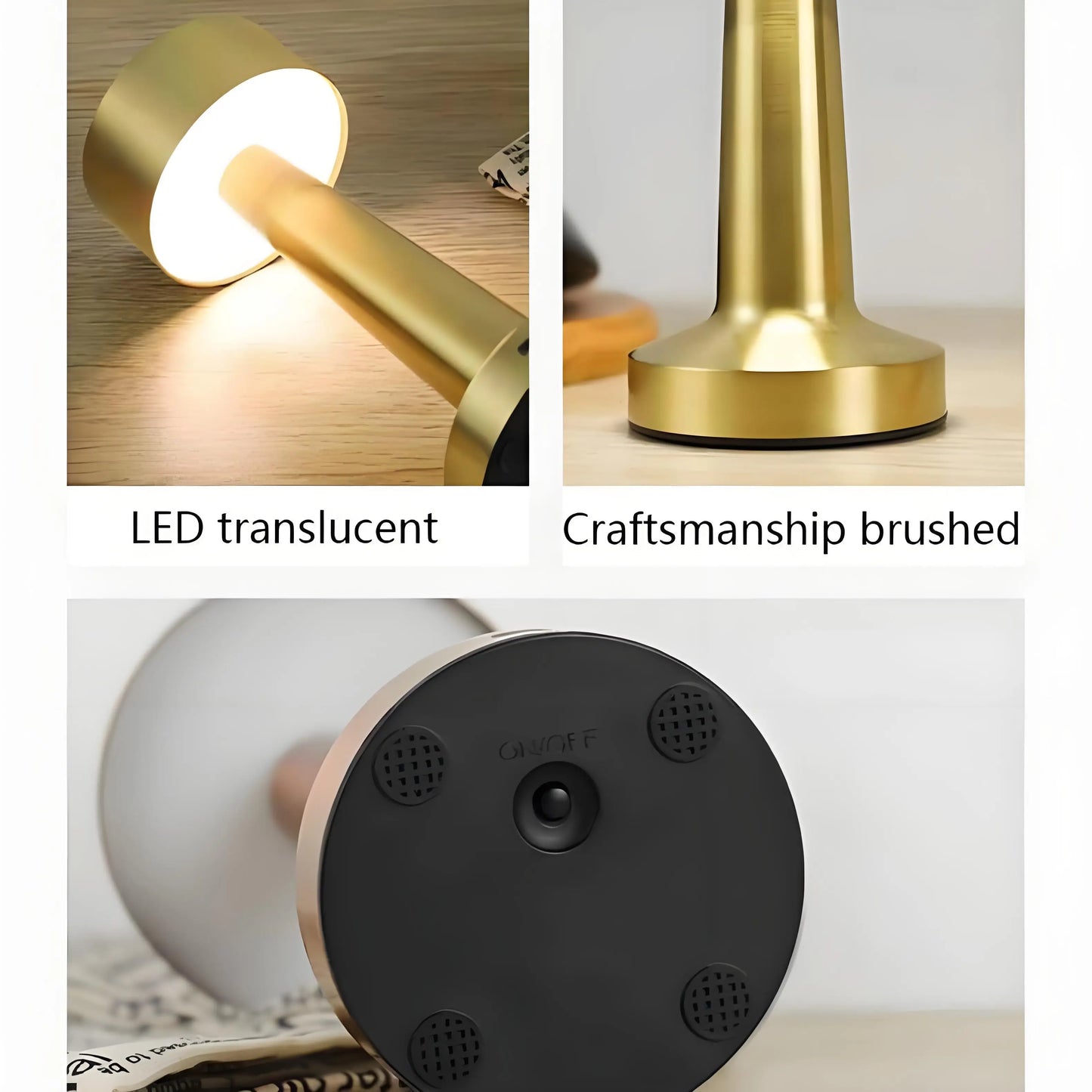 Frendorf | Retro LED wiederaufladbare Stehlampe – Touch-Steuerung, 3-stufige Dimmung, tragbare Tischleuchte für Schlafzimmer, Couchtisch und Camping