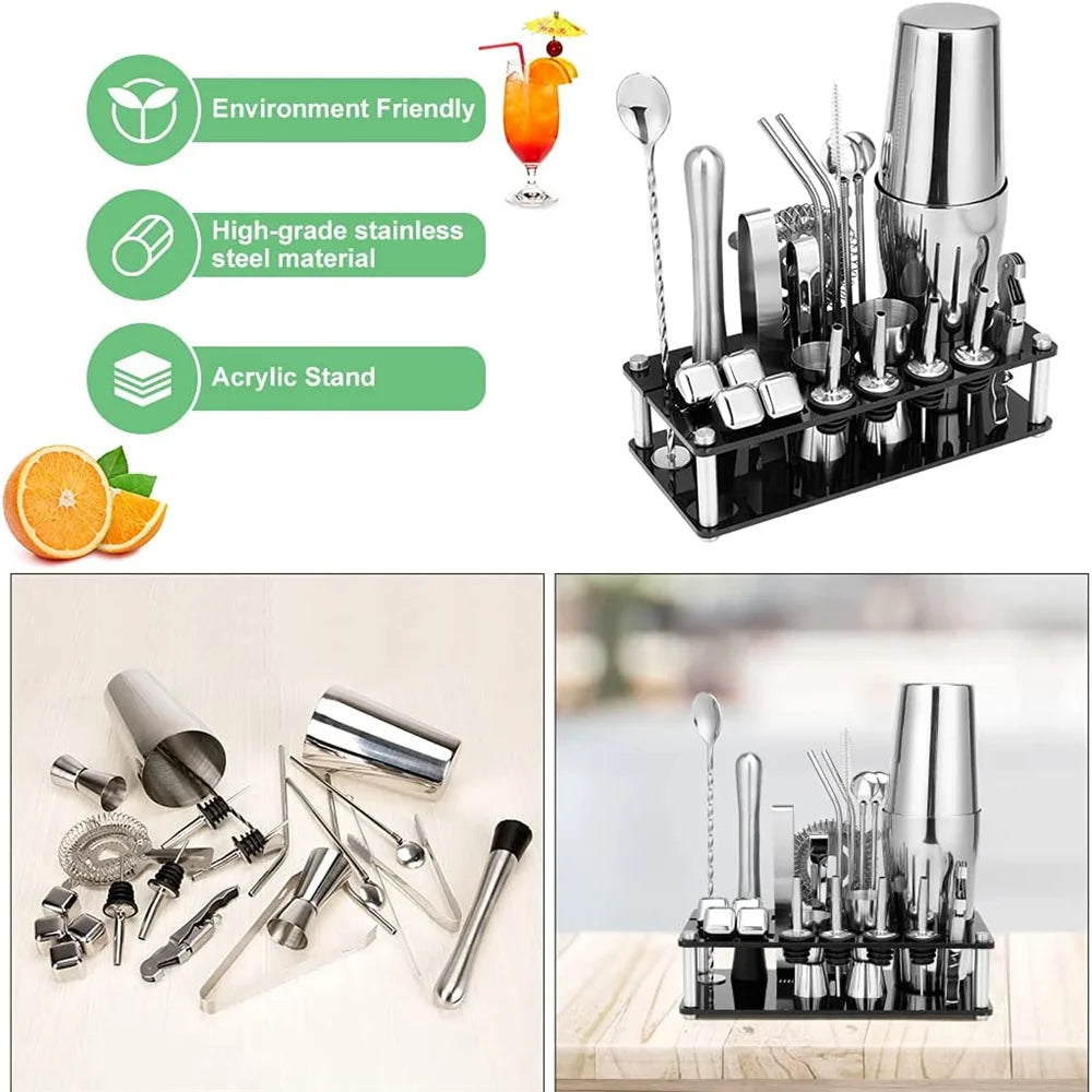 Frendorf | 1-22 Teile Edelstahl Cocktail Shaker Set Cocktail Bar Werkzeuge