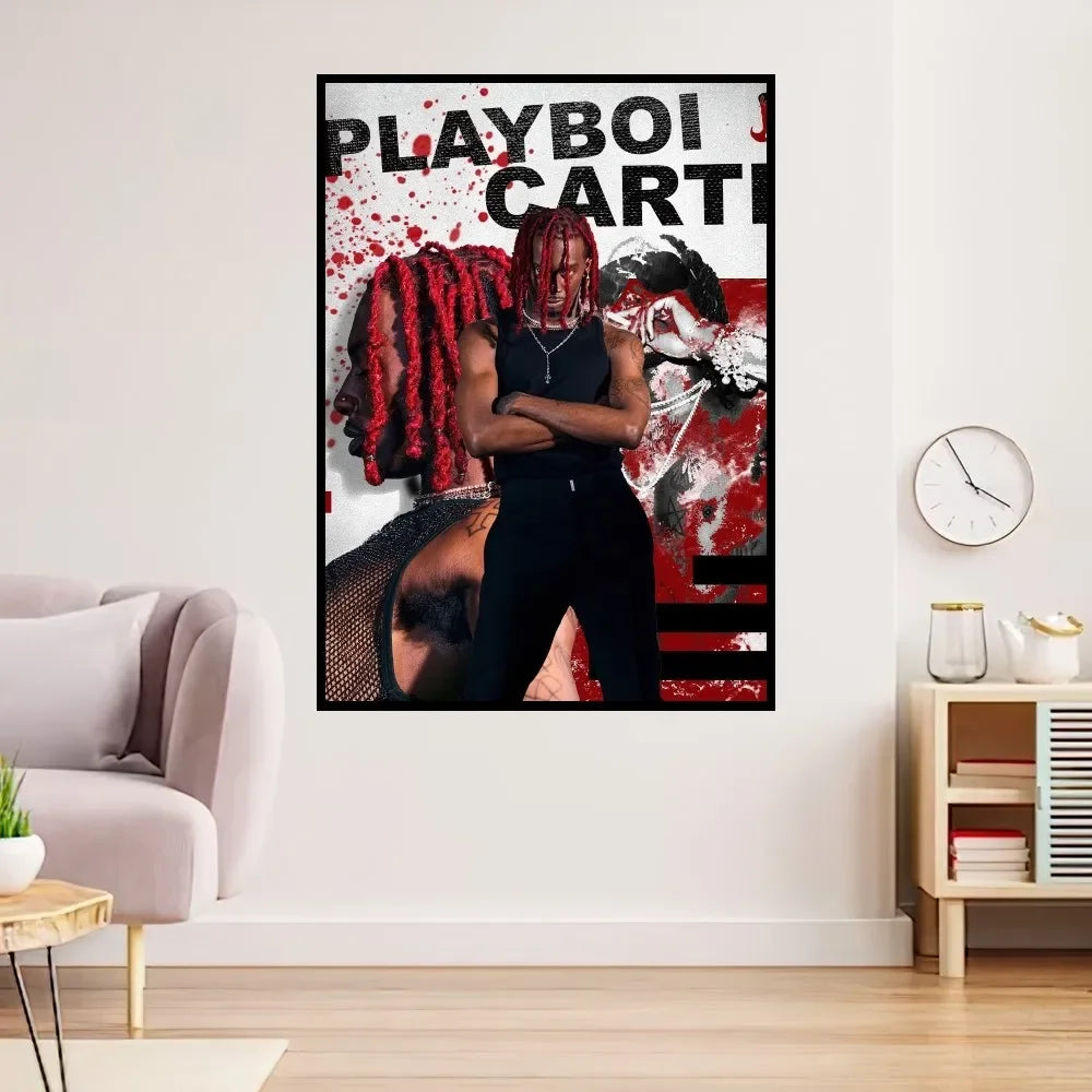 Rapper Playboi Carti Poster Drucke Wandmalerei Schlafzimmer Wohnzimmer Dekoration Büro Klein