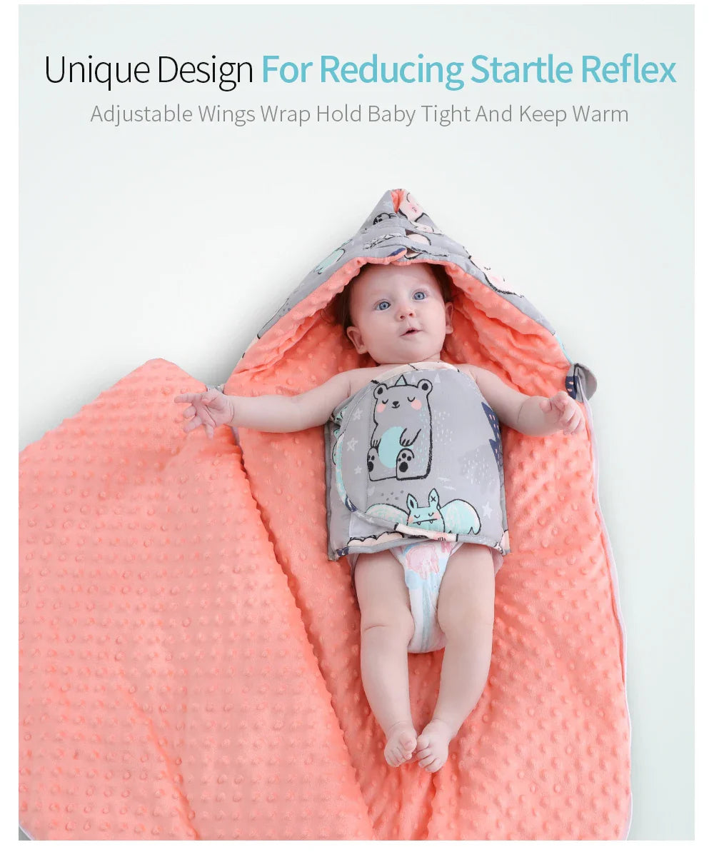 Frendorf | Baby Schlafsack mit Kapuze – Minky Decke für Neugeborene