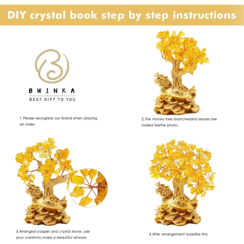 Drachen Schildkröte Feng Shui Kristall Glücks Geldbaum Bonsai Dekoration Ornament für Reichtum, Glück, Wohlstand, Erfolg