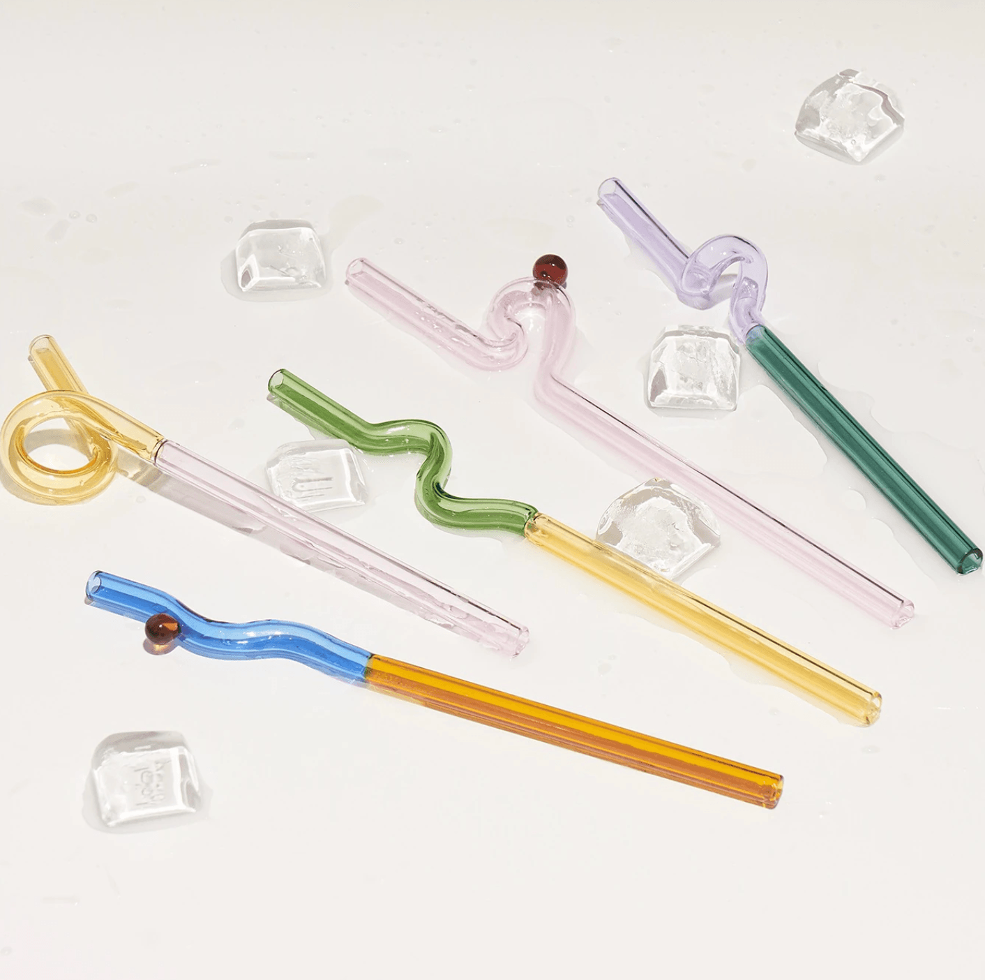 Frendorf | GlassLuxe Twist Glasstrohhalm Set | Bunte Trinkhalme | Nachhaltig & Wiederverwendbar | Für Cocktails & Smoothies