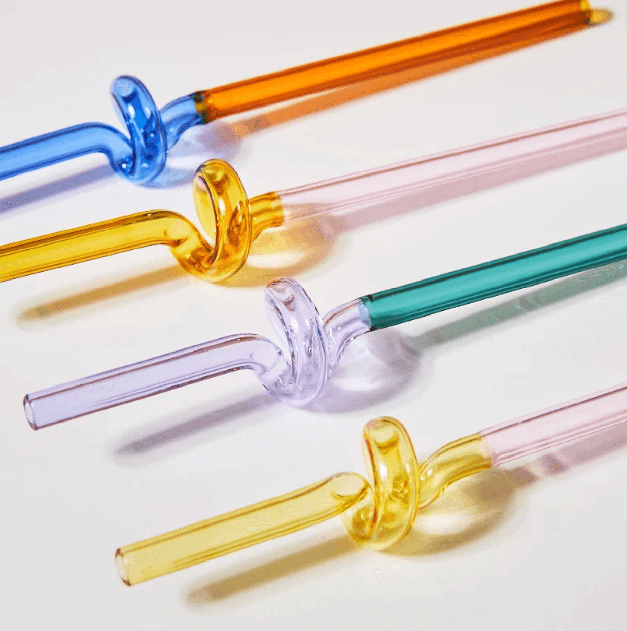Frendorf | GlassLuxe Twist Glasstrohhalm Set | Bunte Trinkhalme | Nachhaltig & Wiederverwendbar | Für Cocktails & Smoothies