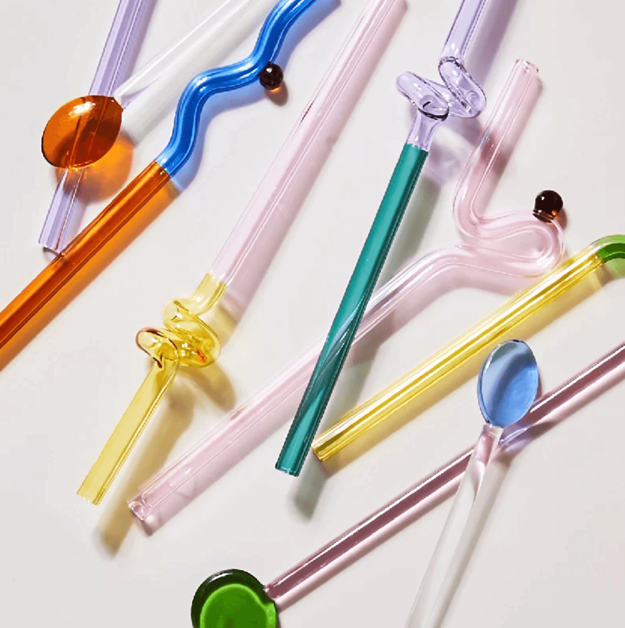 Frendorf | GlassLuxe Twist Glasstrohhalm Set | Bunte Trinkhalme | Nachhaltig & Wiederverwendbar | Für Cocktails & Smoothies