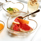 Frendorf | HeartGold Glasgeschirr Set | Herzform Schale & Trinkglas | Goldrand Design | Stilvolle Tischdeko