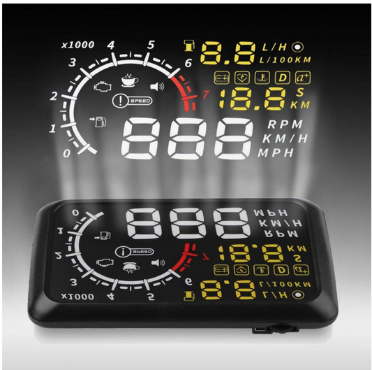 Frendorf | Auto-Head-Up-Display (HUD), 5,5-Zoll-Projektor, Geschwindigkeitskraftstoffwarnung, Kilometerzähler