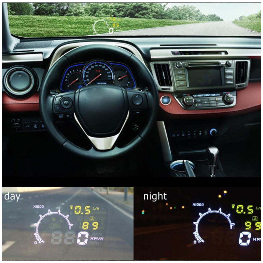 Frendorf | Auto-Head-Up-Display (HUD), 5,5-Zoll-Projektor, Geschwindigkeitskraftstoffwarnung, Kilometerzähler