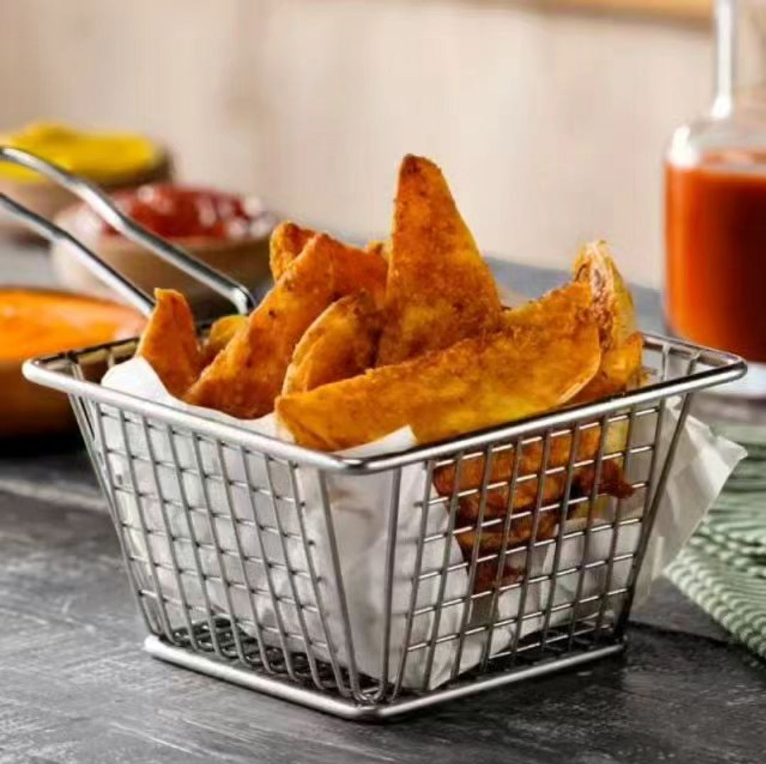 Frendorf | Chrome Rechteckige Mini Frittierkorb Sterne