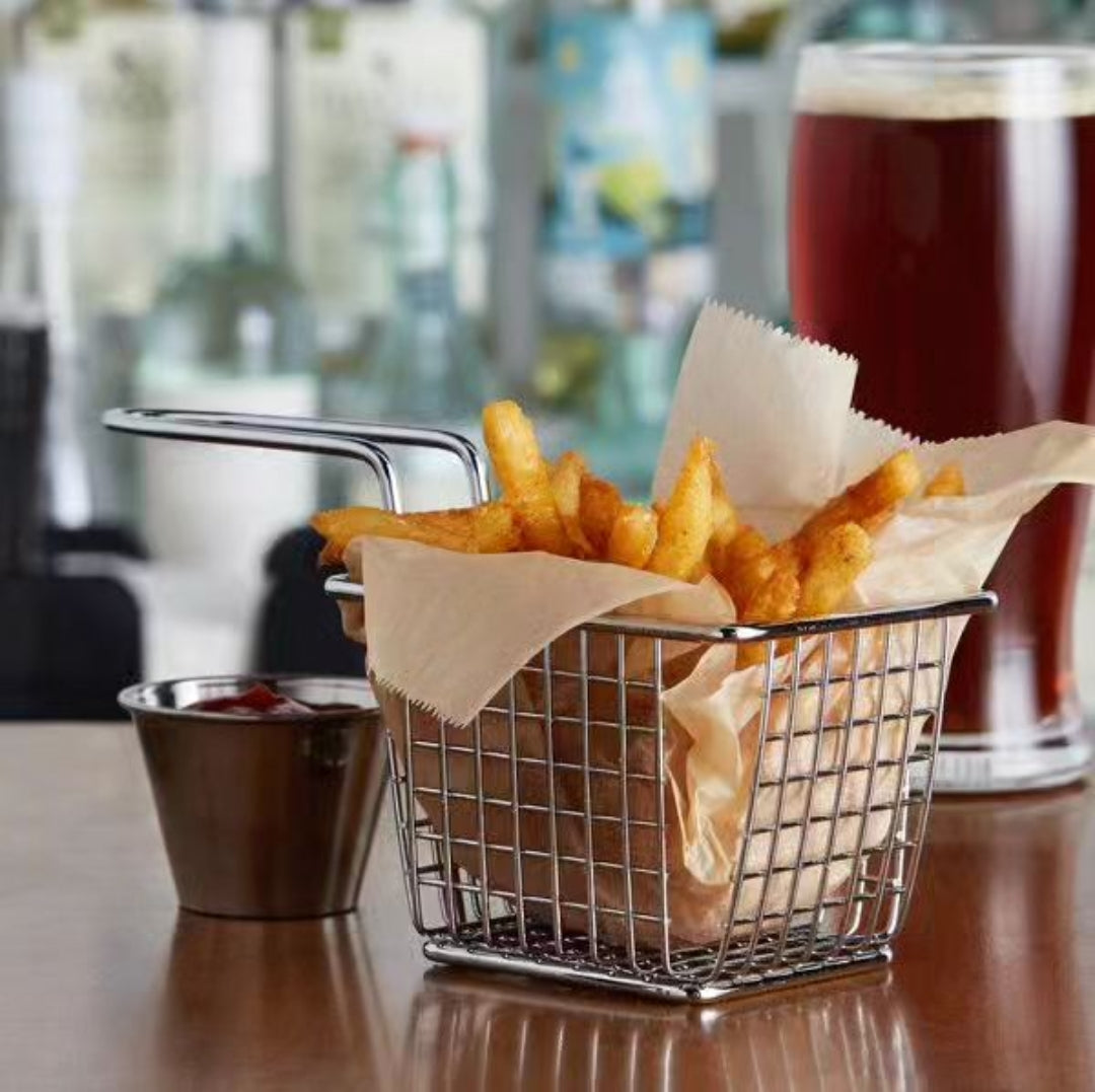 Frendorf | Chrome Rechteckige Mini Frittierkorb Sterne