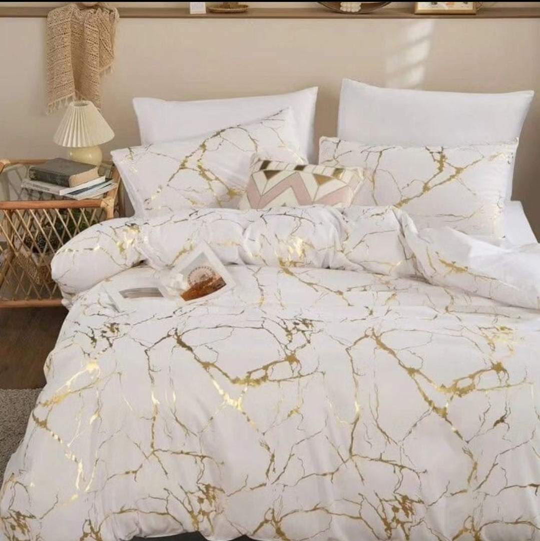 Frendorf | Gold Marmor Bettdecke