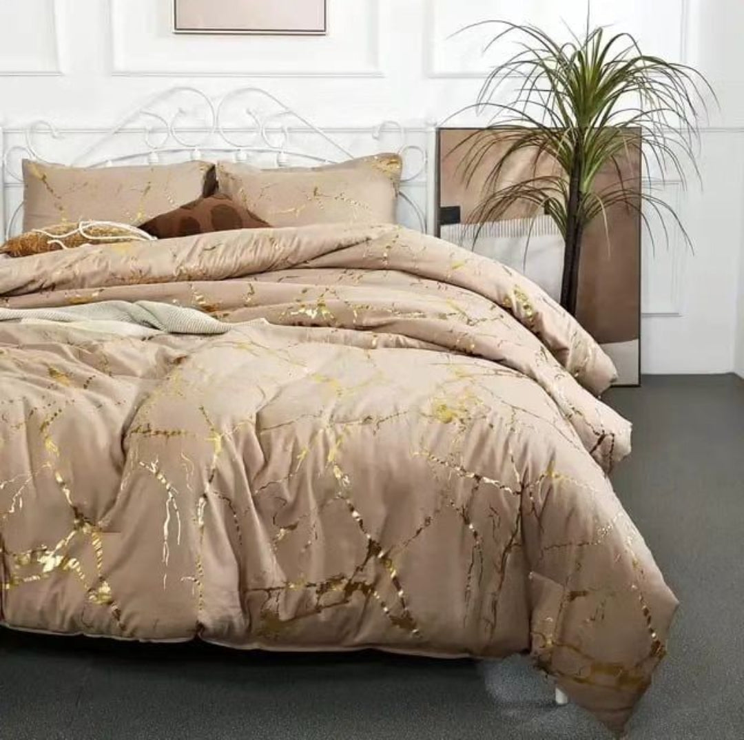 Frendorf | Gold Marmor Bettdecke