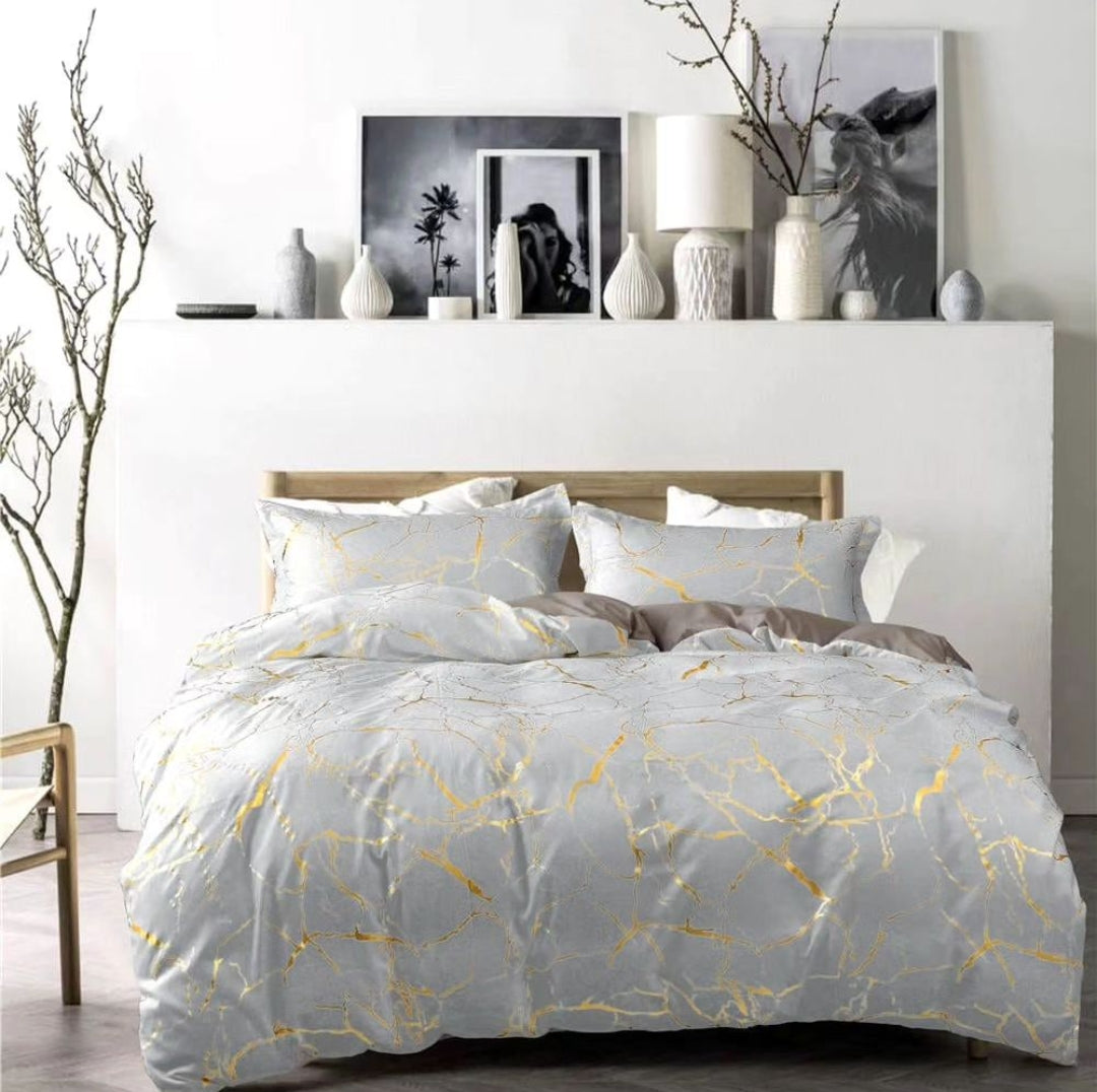 Frendorf | Gold Marmor Bettdecke