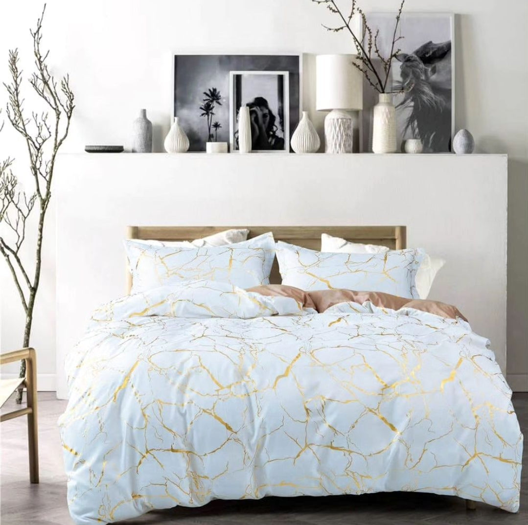 Frendorf | Gold Marmor Bettdecke