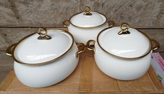 Frendorf | 3 Stück 3ltr Gold-Finish Keramikservierschalen