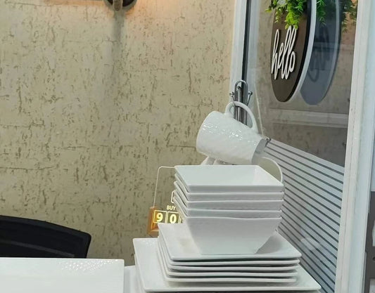 Frendorf | 24-teiliges Kariertes Keramik Dinner Set
