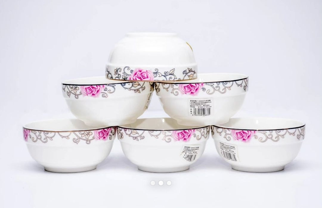 Frendorf | 6 Stück Bone China Rosa Blumen Schalen