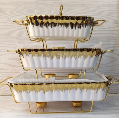 Frendorf | 3 Stück Keramik Servierschalen / Chafing Dishes