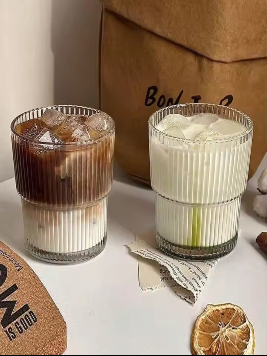 6Pc gerippte Gläser
