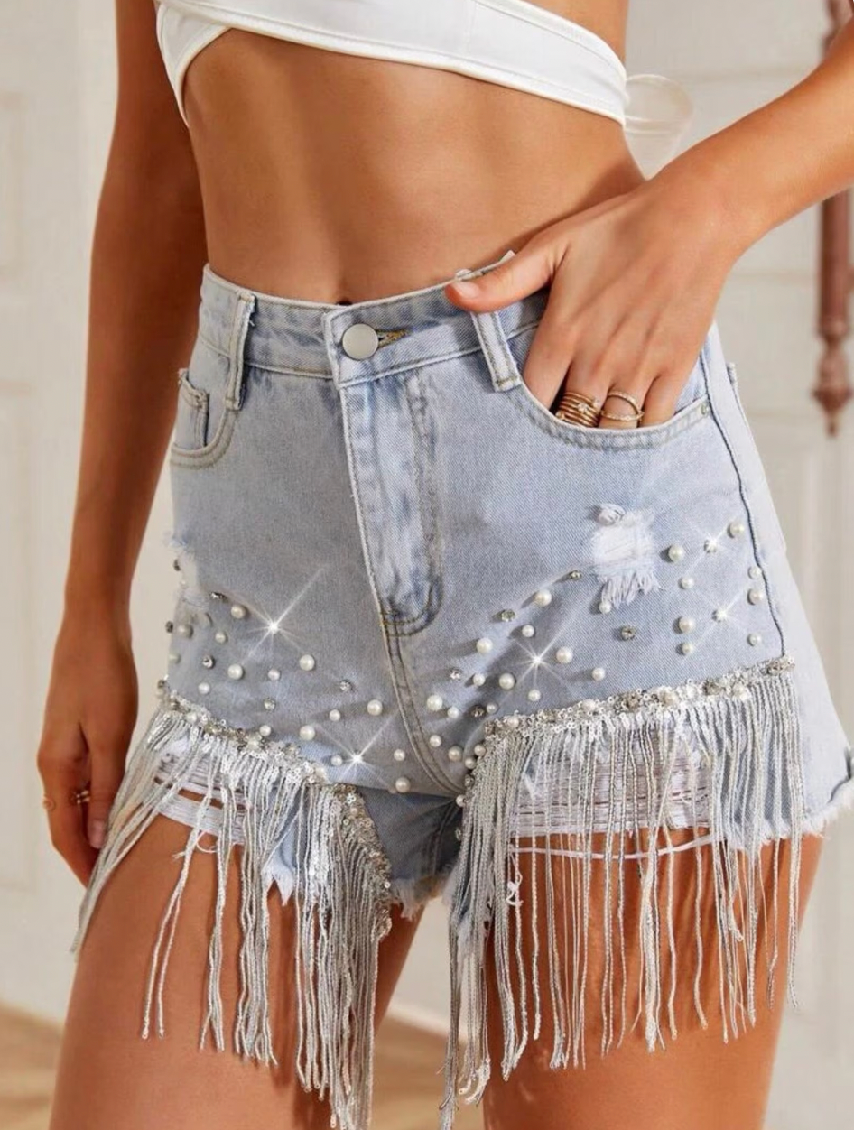 Frendorf | Luisa - Quasten Denim-Shorts