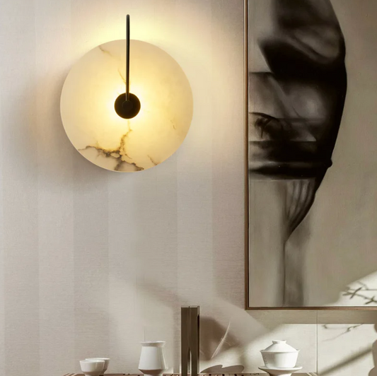 Frendorf | Marblite Disk Wandlampe | Edle Marmor-Wandleuchte | Modernes Design | Stimmungsvolles Licht