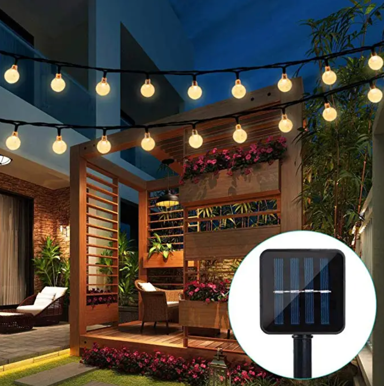 Frendorf | TwinkleGlow™ Solar LED Lichterkette | Außenbeleuchtung für Garten & Terrasse | Wasserdichte Funkellichter für jede Saison